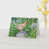 ハッピーバースデーチキンデイジー カード (黄色い花)