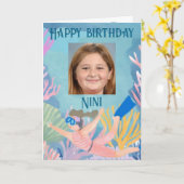 ハッピーバースデーチャイルドカードガールスノーケラー礁 カード (黄色い花)