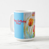 ハッピーバースデーチューリップ女性名Mug コーヒーマグカップ (正面左)