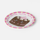 ハッピーバースデーチョコレートかわいいケーキ ペーパープレート (アングル)