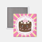 ハッピーバースデーチョコレートかわいいケーキ マグネット (正面/裏面)