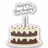 ハッピーバースデーチョコレートとバニラケーキの輪郭 シール (正面)