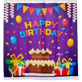 ハッピーバースデーチョコレートケーキ シャワーカーテン (正面)