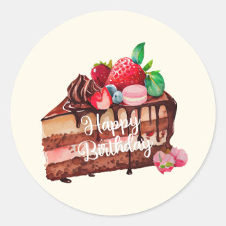 ハッピーバースデーチョコレートケーキ ラウンドシール