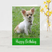 ハッピーバースデーチワホアパピーグリーングリーティングカード カード (黄色い花)