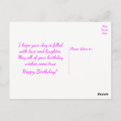 ハッピーバースデーチワホアパピードッグパープルバース ポストカード (裏面)