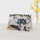 ハッピーバースデーチワワのグリーティングカード カード (黄色い花)