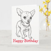 ハッピーバースデーチワワワンピードッグマムパピー カード (黄色い花)