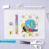 ハッピーバースデーティッシュペーパーアフリカボーイ 薄葉紙 (クラフト)