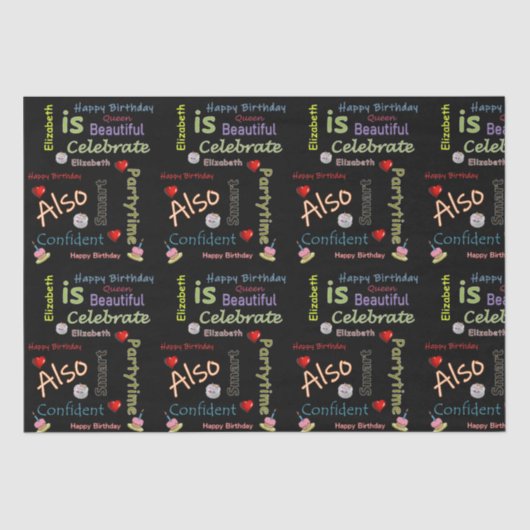 ハッピーバースデーティッシュペーパーエリザベス 薄葉紙 (正面)