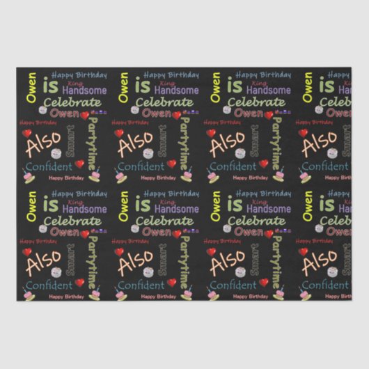 ハッピーバースデーティッシュペーパーオーエン 薄葉紙 (正面)