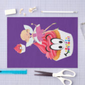 ハッピーバースデーティッシュペーパーカップケーキ妖精 薄葉紙 (クラフト)