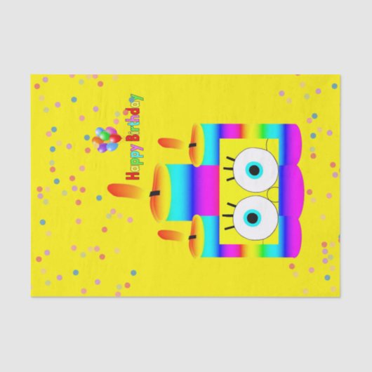 ハッピーバースデーティッシュペーパーカラフルロウソク 薄葉紙 (正面)