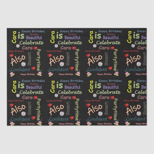 ハッピーバースデーティッシュペーパーカラ 薄葉紙 (正面)