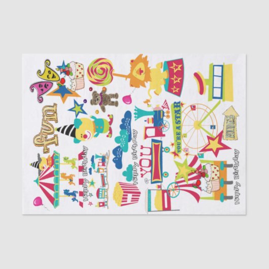 ハッピーバースデーティッシュペーパーカーニバル回路 薄葉紙 (正面)