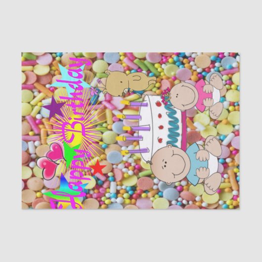 ハッピーバースデーティッシュペーパーキッズ 薄葉紙 (正面)