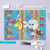 ハッピーバースデーティッシュペーパークリスマス雪だるま 薄葉紙 (クラフト)