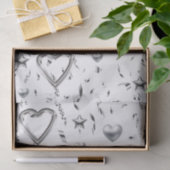 ハッピーバースデーティッシュペーパーシルバーハート 薄葉紙 (ギフト)