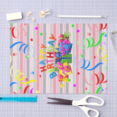 ハッピーバースデーティッシュペーパーストライプ 薄葉紙 (クラフト)