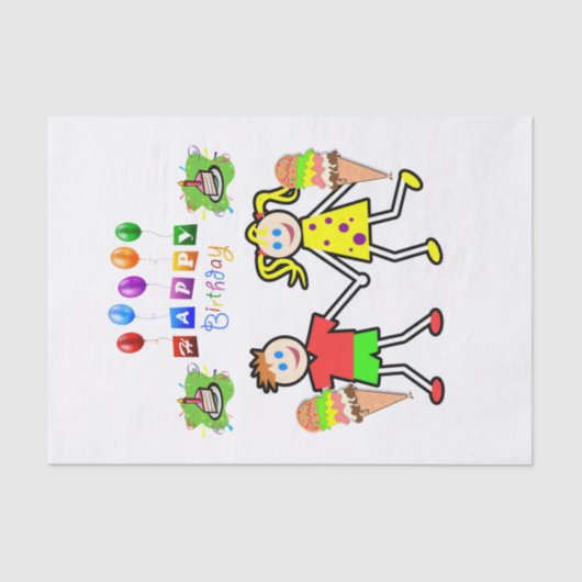 ハッピーバースデーティッシュペーパーツインズアイスクリーム 薄葉紙 (正面)