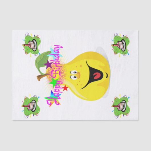 ハッピーバースデーティッシュペーパーナセカップケーキ 薄葉紙 (正面)