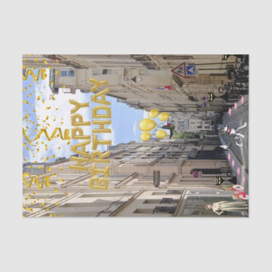 ハッピーバースデーティッシュペーパーパリフランス 薄葉紙 (正面)