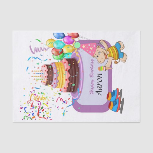 ハッピーバースデーティッシュペーパーヒポタムス 薄葉紙 (正面)