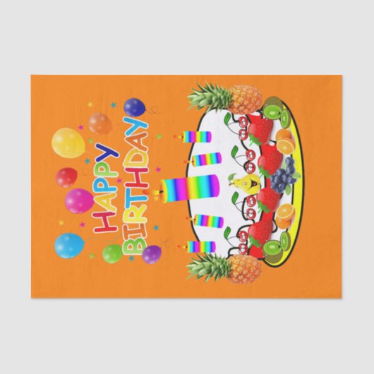 ハッピーバースデーティッシュペーパーフルーツ 薄葉紙 (正面)