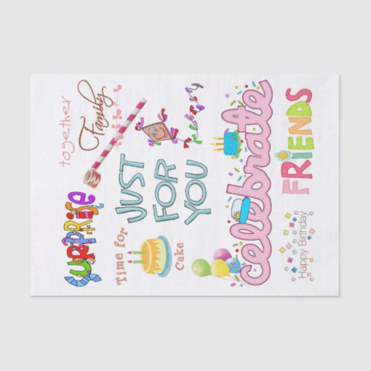 ハッピーバースデーティッシュペーパーフレンズファミリーサプライズ 薄葉紙 (正面)