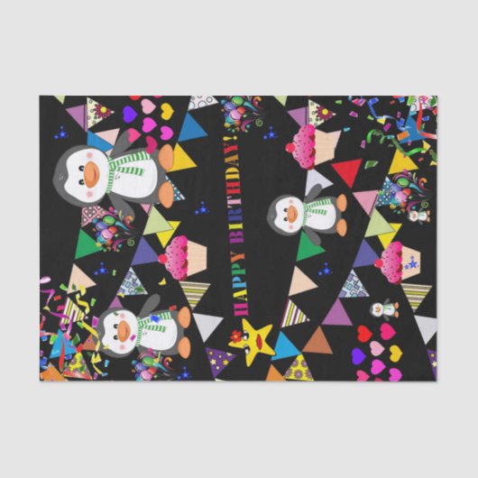 ハッピーバースデーティッシュペーパーペンギン 薄葉紙 (正面)