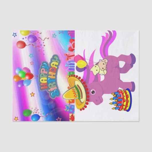 ハッピーバースデーティッシュペーパーポン 薄葉紙 (正面)