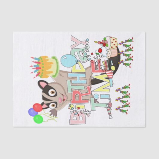 ハッピーバースデーティッシュペーパーポーサムケーキ 薄葉紙 (正面)