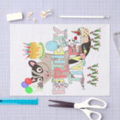 ハッピーバースデーティッシュペーパーポーサムケーキ 薄葉紙 (クラフト)