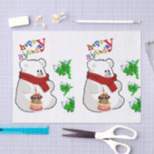 ハッピーバースデーティッシュペーパーポーラベア 薄葉紙 (クラフト)