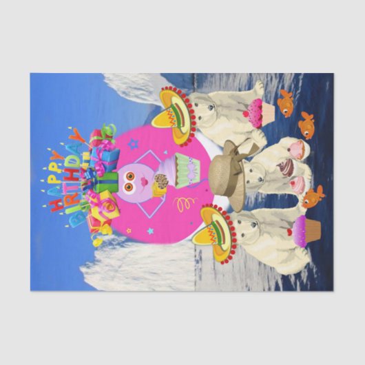 ハッピーバースデーティッシュペーパーポーラベア 薄葉紙 (正面)