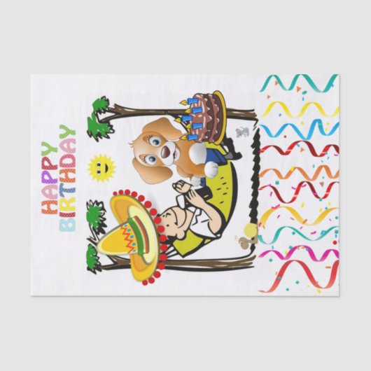 ハッピーバースデーティッシュペーパーマンドック 薄葉紙 (正面)