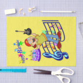 ハッピーバースデーティッシュペーパーミュージックギター 薄葉紙 (クラフト)