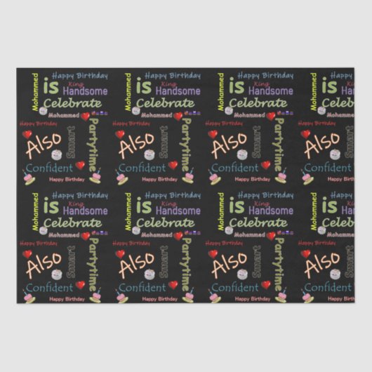 ハッピーバースデーティッシュペーパーモハメッド 薄葉紙 (正面)