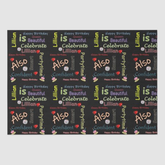 ハッピーバースデーティッシュペーパーリリアン 薄葉紙 (正面)