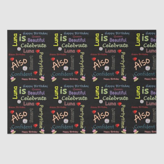 ハッピーバースデーティッシュペーパールナ 薄葉紙 (正面)