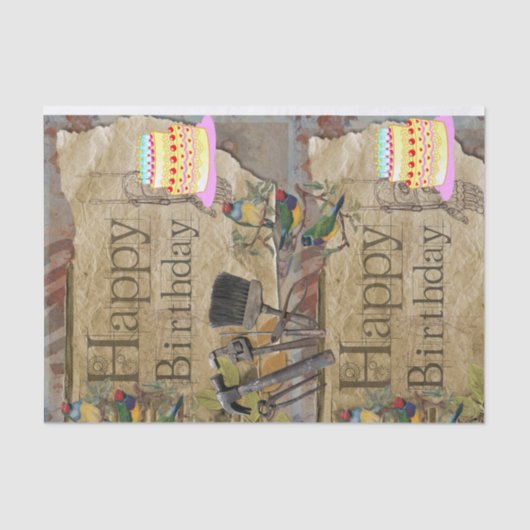 ハッピーバースデーティッシュペーパー建築ツール 薄葉紙 (正面)
