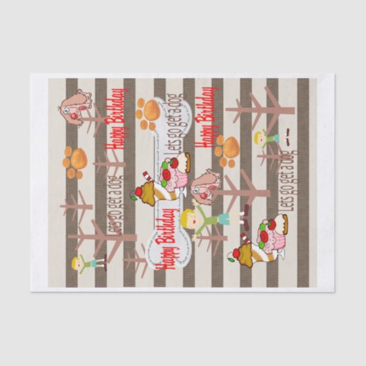 ハッピーバースデーティッシュペーパー犬への願い 薄葉紙 (正面)