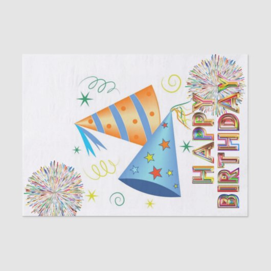 ハッピーバースデーティッシュペーパー誕生日ハット 薄葉紙 (正面)
