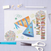 ハッピーバースデーティッシュペーパー誕生日ハット 薄葉紙 (クラフト)