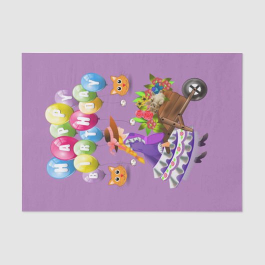 ハッピーバースデーティッシュペーパー ビクトリアン 薄葉紙 (正面)