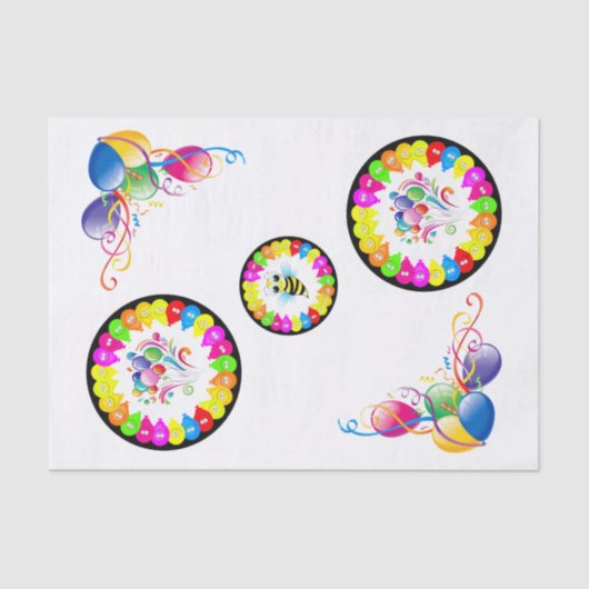 ハッピーバースデーティッシュペーパー（昆虫）マルハナバチ 薄葉紙 (正面)