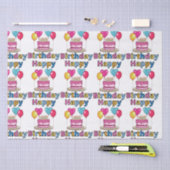 ハッピーバースデーティッシュペーパー 薄葉紙 (クラフト)