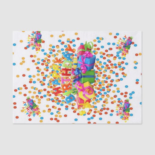 ハッピーバースデーティッシュペーパー 薄葉紙 (正面)