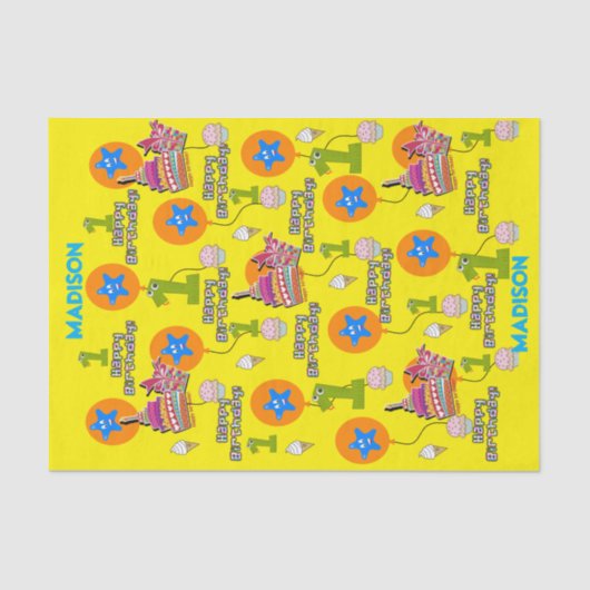 ハッピーバースデーティッシュペーパー#1第1誕生日 薄葉紙 (正面)