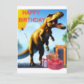 ハッピーバースデーティラノサウルス恐竜フラットカード (スタンド正面)